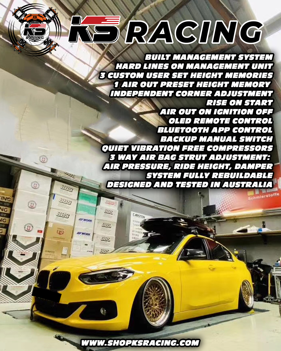 BMW 3 Series E30 325IX 85-91 Premium Wireless Air Suspension Kit - KS RACING — KS Racing Australia