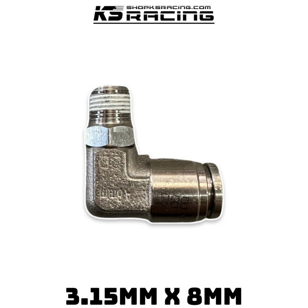 Elbow Male Air Fitting 1/8" (3.15mm) x 8mm PTC Swivel Stainless Steel — KS Racing Australia